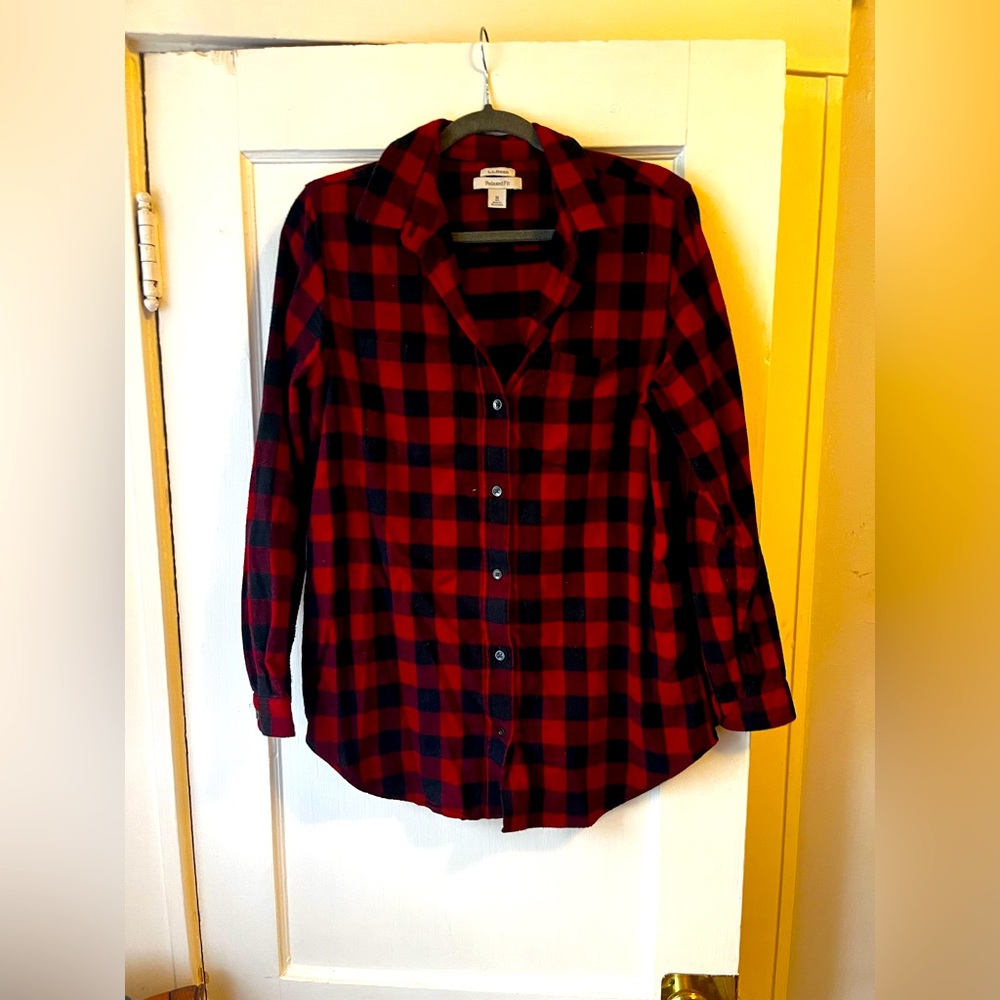 LL Bean red flannel tunic - size Medium women’s